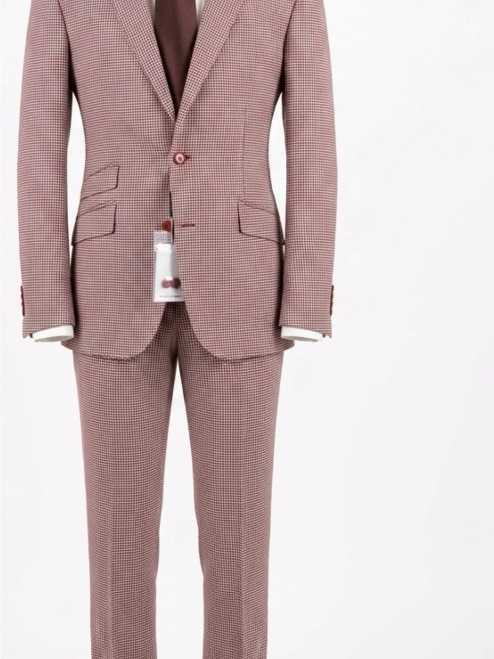 Pink super 150 Cerruti wool gingham  Two-Piece wool suit. Made in Italy
